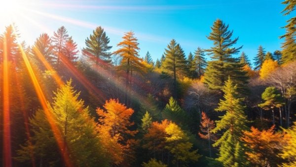 Vibrant Denver forest scene with radial blur effect, captivating colors.