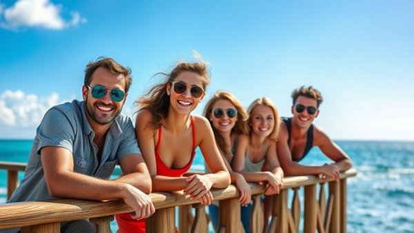 Vancouver radio host departure; group enjoying sunny day by ocean.