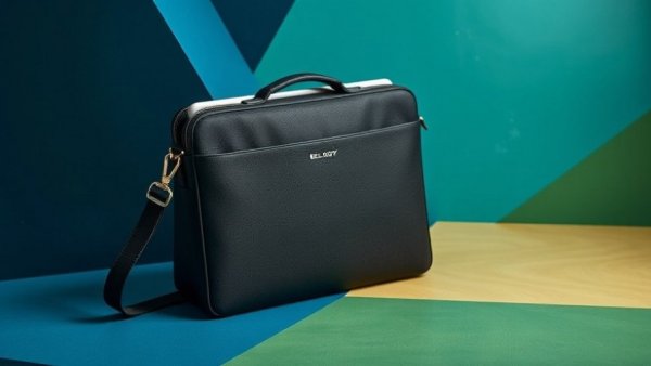 Bellroy Laptop Caddy on a colorful geometric background.