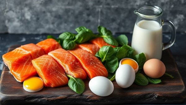 Foods rich in melatonin: salmon, eggs, milk, spinach.