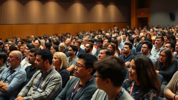 Creator economy and brands conference in modern auditorium.