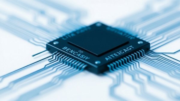 Canadian chips in satellite communications, futuristic microchip design.
