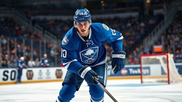 NHL player skating on ice, potential trade candidate action shot.