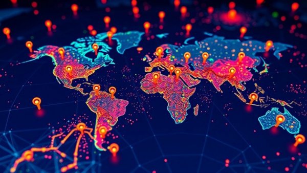 Futuristic 3D data map showcasing target groups in AI decision-making.