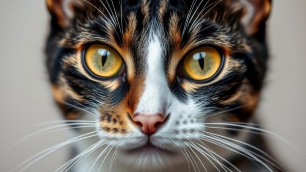 Close-up of a cat's face, vibrant eyes, Vancouver cat café experience.