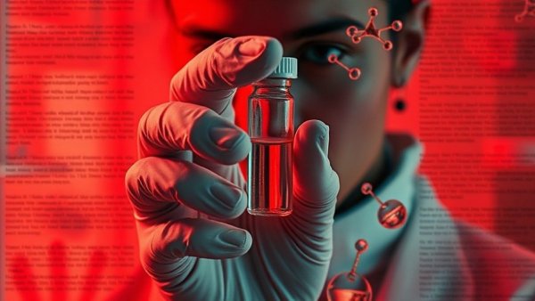 Surreal collage of sperm cryobank elements with red overlay.