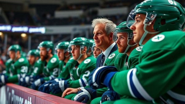 Vancouver Canucks coach and players focused during game