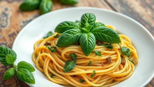 Fresh pasta with basil pesto, ideal for summer recipes.