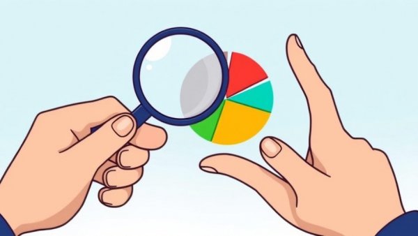 Cartoon hands analyzing pie chart; signifies worthy value stocks.