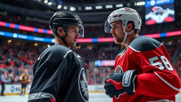 Ice hockey players on rink representing Vancouver Canucks.