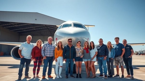 Vancouver tech team in front of Canadian aircraft.