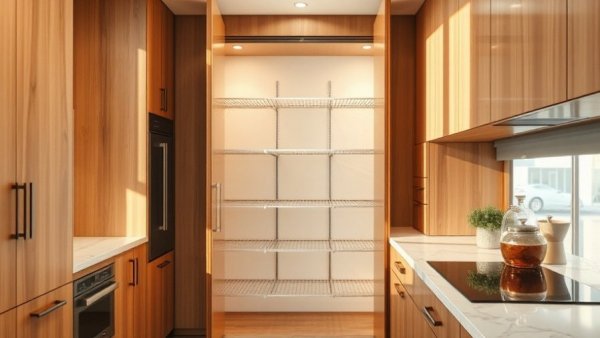 Open pantry in modern kitchen with sleek shelves, Vancouver home improvement