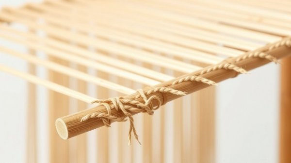 Close-up of bamboo drying rack with wooden texture.