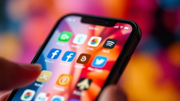 Smartphone screen with social media icons, symbolizing technology bans for kids.