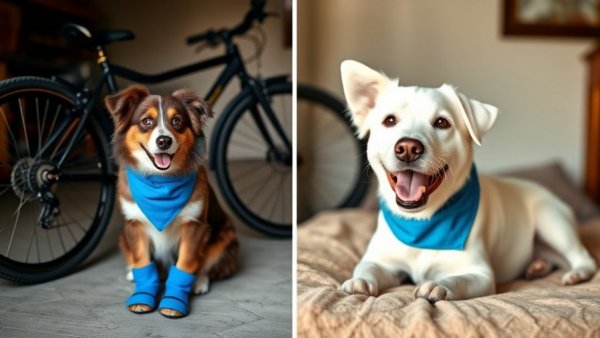 Summer adventures with your dog: Cooling bandana and protective paw gear.