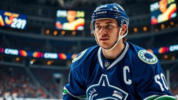Vancouver Canucks player in action on the ice.