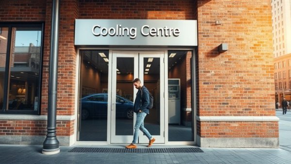 Cooling center sign during BC heat dome preparedness.
