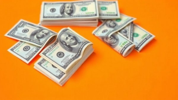 Artistic US dollar bills arrangement on orange, vancouver tech