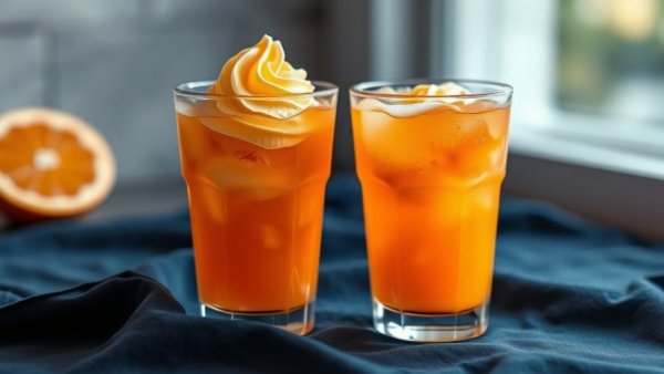 Refreshing summer drinks with vibrant orange iced tea in glasses.