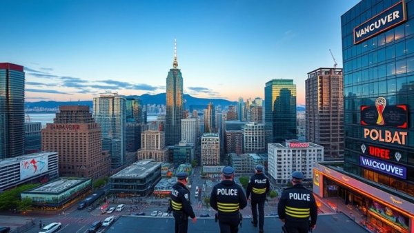 World Cup policing in Vancouver aerial view.