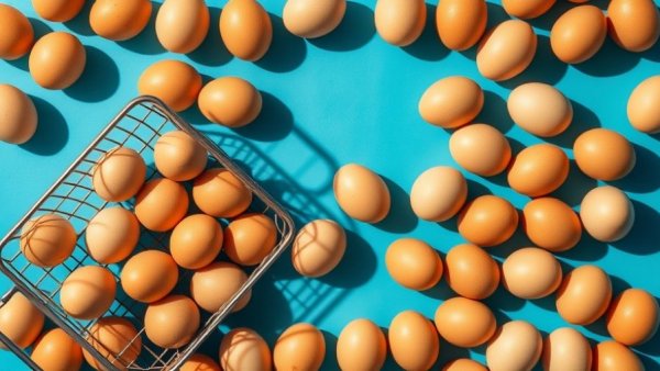 S&P 500 ETF for Retirement Savings metaphor: eggs in basket on blue.