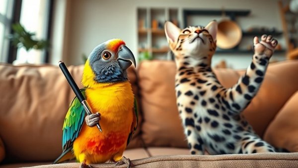 Colorful Vancouver pets in playful actions indoors