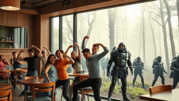Dynamic scene of people posing playfully and futuristic warriors, Vancouver local news