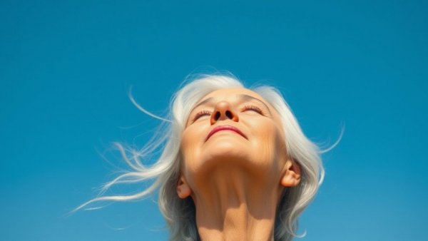 Serene older woman appreciating sunlight, embodying psychological traits of Blue Zone centenarians.