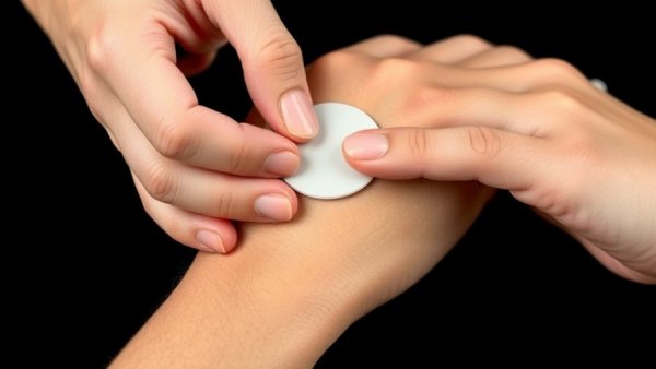 Applying a biotech adhesive pad for Miha Biotech health innovation.