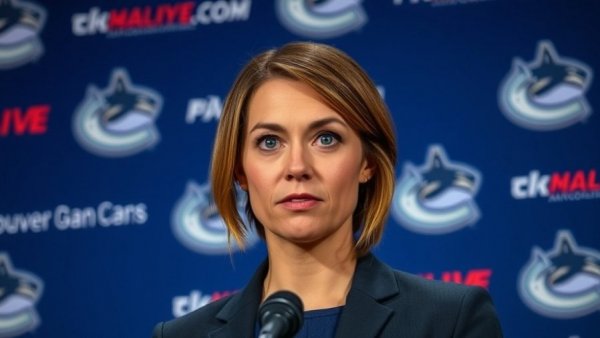 Vancouver Canucks press conference with professional speaker.
