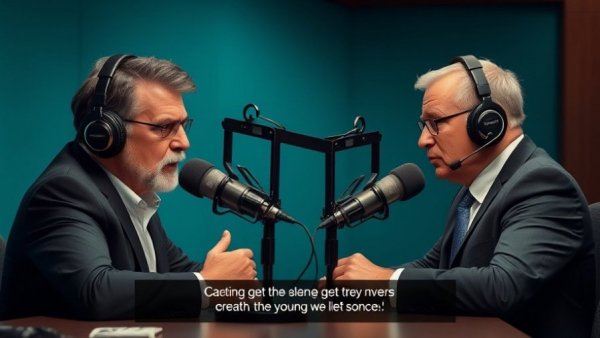 Radio hosts discussing AI as a creative tool in a studio setting.