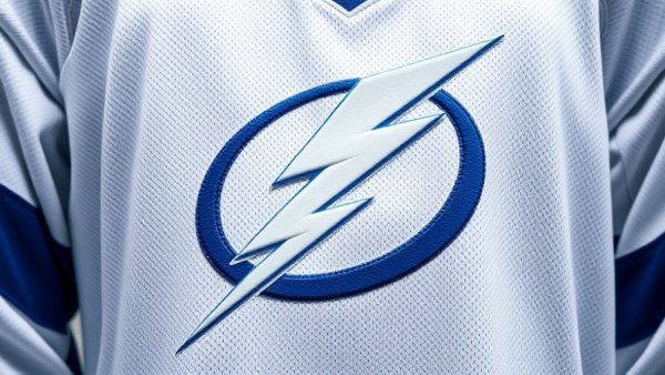 Tampa Bay Lightning jersey close-up with logo.