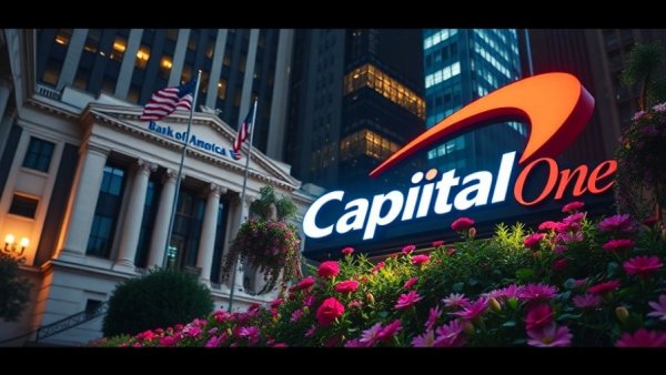 Best banks for families: Bank of America and Capital One buildings.