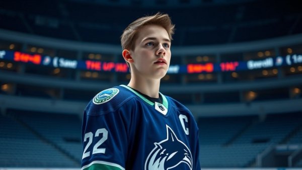 Vancouver Canucks player practicing on the ice rink.