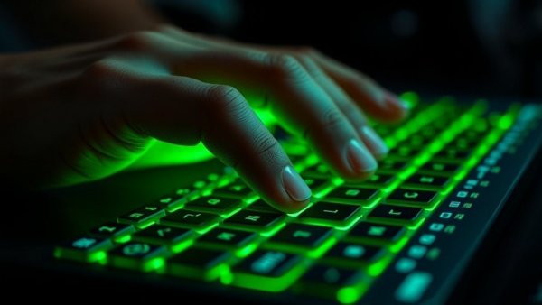 Hand typing on illuminated keyboard symbolizing fraud vulnerability in Canada
