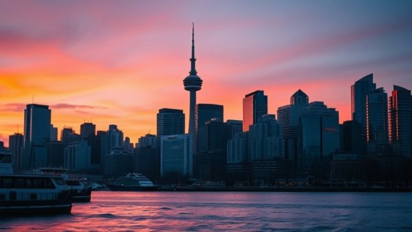 Vancouver skyline at dusk highlighting technology and architecture