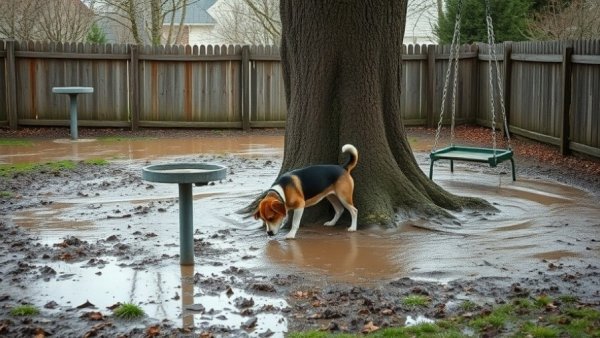 Home improvement Vancouver backyard with muddy ground.