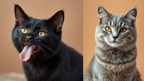 Vancouver pets: silly black cat and regal gray tabby.