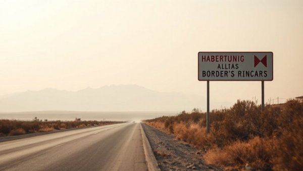 Border sign amidst a smoky landscape highlighting US wildfire threat to B.C.