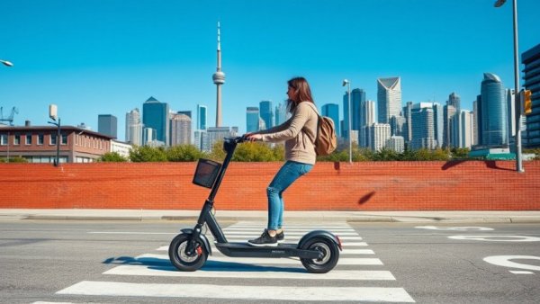 E-Scooter and E-Bike Injuries: people on scooter at city crosswalk.