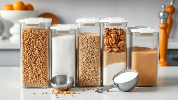 Best dry food storage containers on countertop with dry foods.