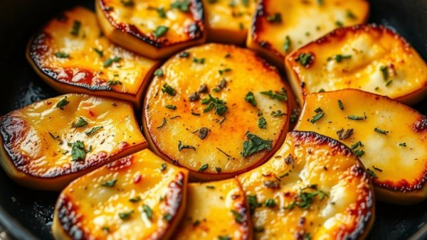 Close up of broiled halloumi cheese with herbs, broiler cooking tips