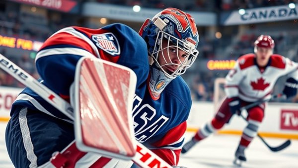 2027 PWHL Draft goaltenders in an action-packed ice hockey game.