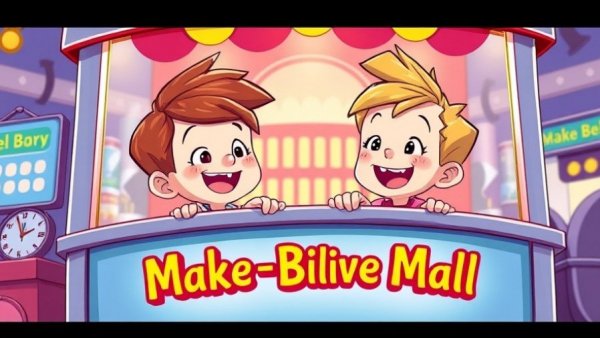 Whimsical children's illustration at 'Make-Believe Mall', Children's Art Gallery Vancouver.