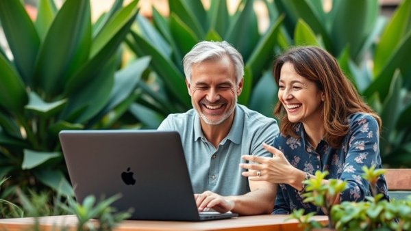 Vancouver tech professionals collaborating outdoors with a laptop