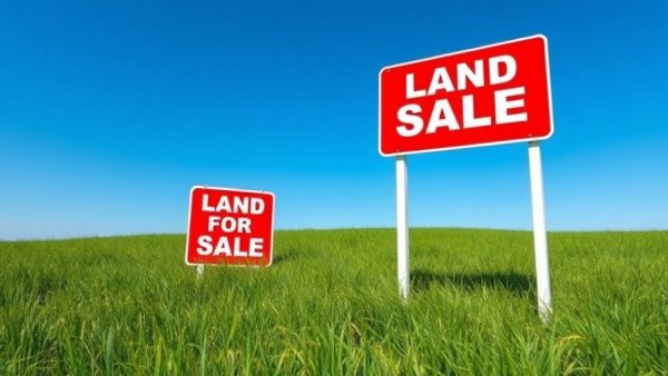 Landmaxxing property for sale sign in a sunny field.