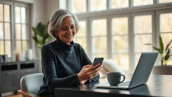 Middle-aged woman receiving professional advice in Vancouver setting.