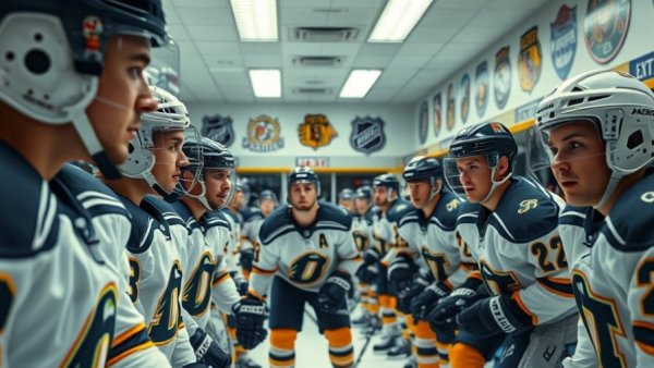 Vancouver Canucks players gearing up in locker room