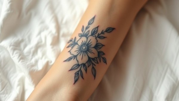 Close-up of a floral tattoo on an arm highlighting tattoo safety for families.