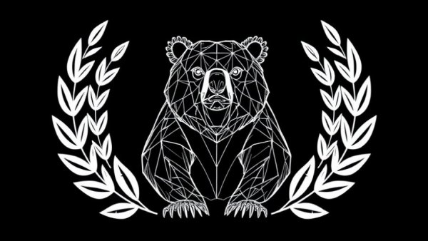 Small File Media Festival wireframe bear with laurel wreaths.